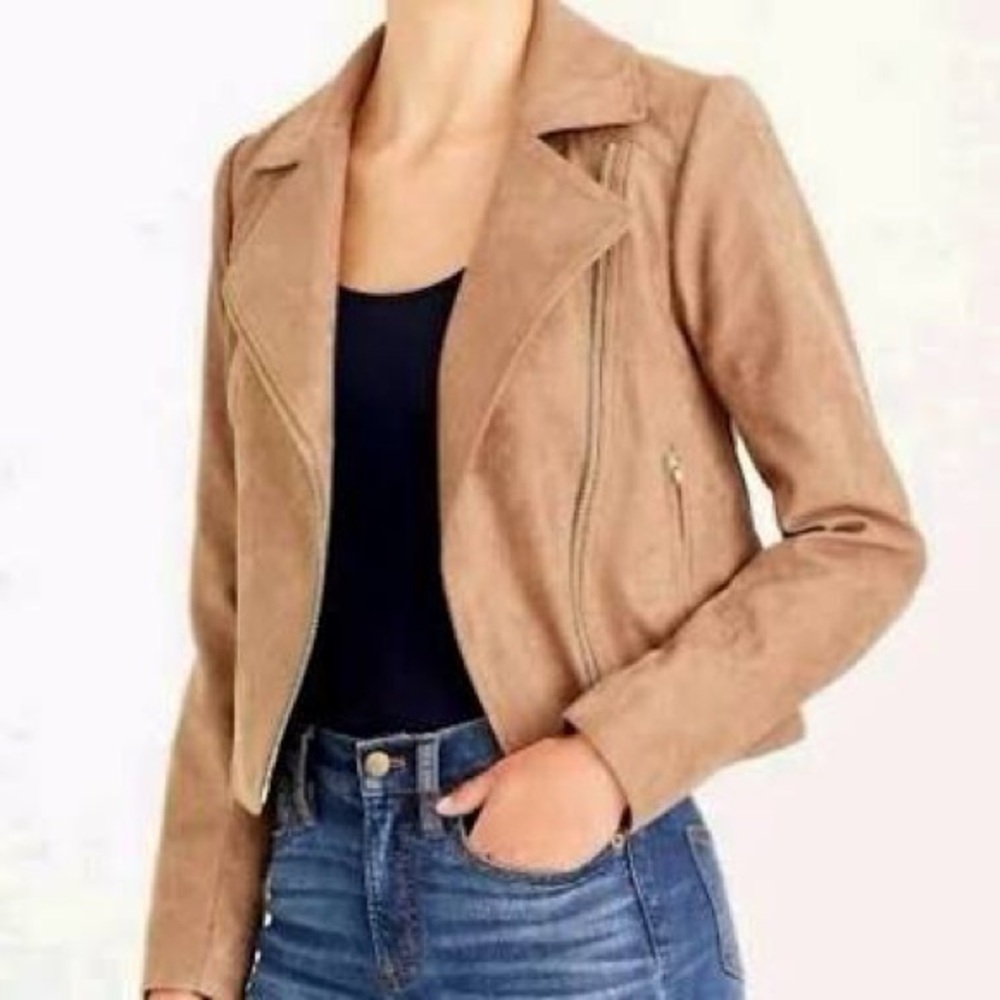 J Crew Moto Sueded Cropped bomber Jacket XL